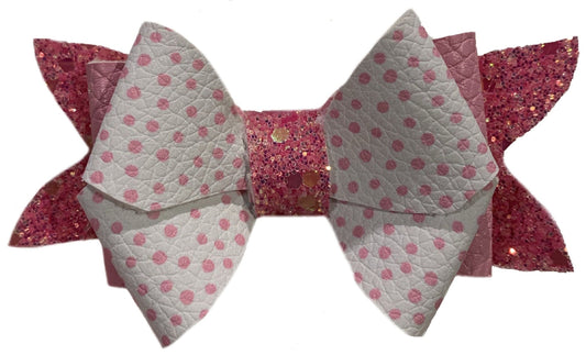 Polka Pink Flower Bow